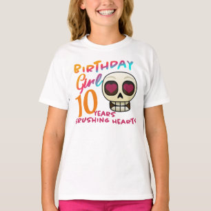 Schattigee schedel en harten aangepaste verjaardag t-shirt