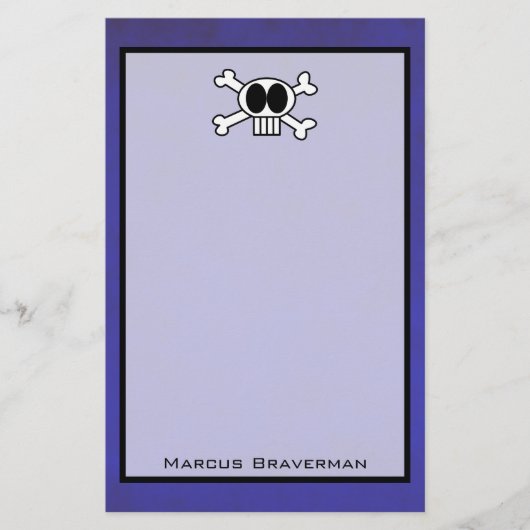 Schattigee schedel en kruisbeenderen op Paarse ach Briefpapier (Voorkant)