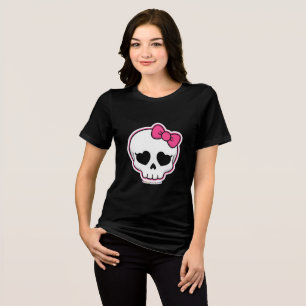 Schattigee schedel met roze boog - Spooky Kawaii W Tri-Blend Shirt