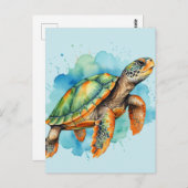 Schattigee Schilderschildpad Briefkaart (Voorkant / Achterkant)