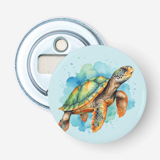 Schattigee Schilderschildpad Button Flesopener (Voorkant)