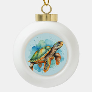 Schattigee Schilderschildpad Keramische Bal Ornament