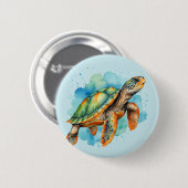 Schattigee Schilderschildpad Ronde Button 5,7 Cm (Voorkant /achterkant)