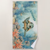 Schattigee schildpad gepersonaliseerd strandlaken (Voorkant)