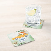 Schattigee schildpad Giraffe Tropische bloem Verja Kartonnen Onderzetters (Insitu)