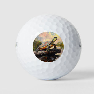 Schattigee Schildpad op een Log Everglades schilde Golfballen