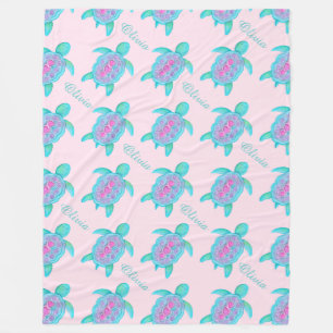 Schattigee schildpad roze hart naam patroon deken