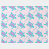 Schattigee schildpad roze hart naam patroon deken (Voorkant (Horizontaal))