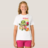 Schattigee Schildpad "School Time" Terug naar Scho T-shirt (Voorkant volledig)