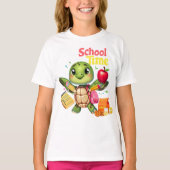 Schattigee Schildpad "School Time" Terug naar Scho T-shirt (Voorkant)