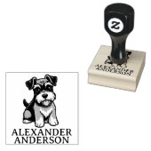 Schattigee Schnauzer Cartoon personaliseren Rubberstempel (Gestempeld)