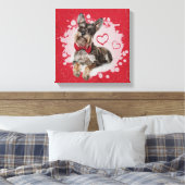 Schattigee Schnauzer op hartenpatroon Canvas Afdruk (Insitu (Slaapkamer))