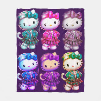 Schattigee School meisje Baby Kat Magenta Fleece D Deken