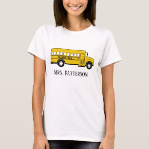 Schattigee schoolbus chauffeur naam toevoegen T-Sh T-shirt