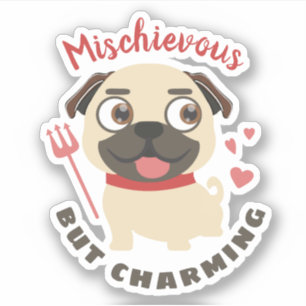 Schattigee schoot hond pug ondeugend charmant gepe sticker