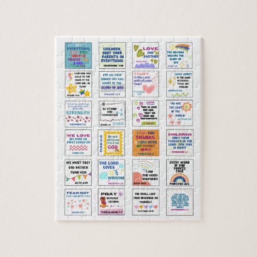 Schattigee Schrift kinder herinnering Bijbelvers Legpuzzel (Verticaal)