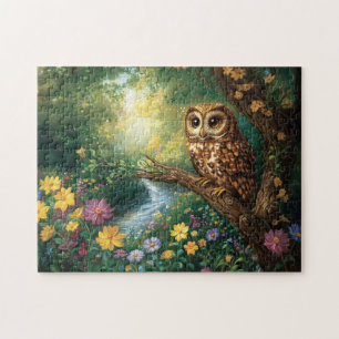 Schattigee schuur uil betoverde bos kunst legpuzzel