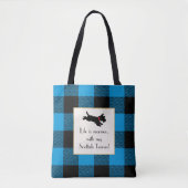 Schattigee Scottie Dog Buffalo Plaid Blauwe Canvas Draagtas (Voorkant)