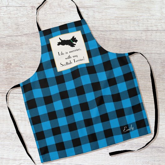 Schattigee Scottie Dog Buffalo Plaid Blue Schort