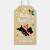 Schattigee Scottie Dog Christmas Custom Name Gold Cadeaulabel (Voorkant)