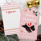 Schattigee Scottie Dog Christmas Custom Name Pink Cadeaulabel