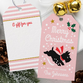 Schattigee Scottie Dog Christmas Custom Name Pink Cadeaulabel