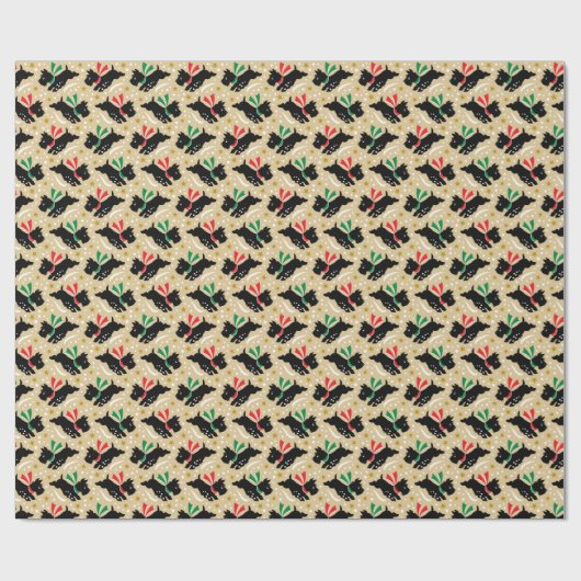 Schattigee Scottie Dog Fun Snow Retro Patroon Goud Cadeaupapier (Vlak)