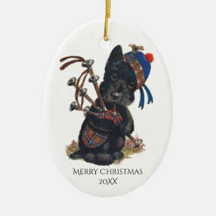 Schattigee Scottie Spelen Bagpipes Personaliseren Keramisch Ornament