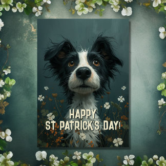 Schattigee Scruffy Dog en Shamrocks St Patrick's D Kaart