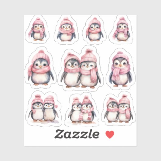 Schattigee set pinguïns aangepaste Sticker (Vel)