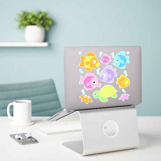 Schattigee Set van Tropische Vis Stickers (Laptop op bureau)