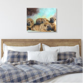Schattigee Shar pei puppies Canvas Afdruk (Insitu (Slaapkamer))