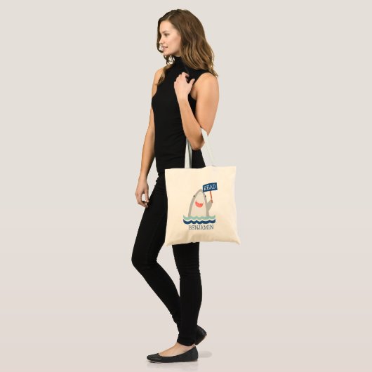 Schattigee Shark Library Canvas tas (Voorkant (model))