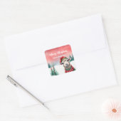 Schattigee Sheep Lama Kerstfeest kind Vierkante Sticker (Envelop)