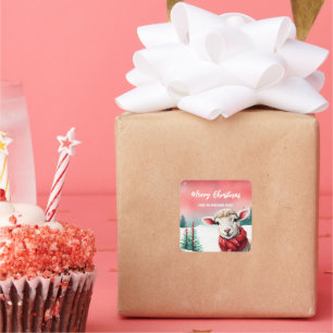 Schattigee Sheep Lama Kerstfeest kind Vierkante Sticker