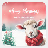 Schattigee Sheep Lama Kerstfeest kind Vierkante Sticker (Voorkant)
