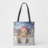 Schattigee Shelties in de sneeuw | Gepersonaliseer Draagtas (Voorkant)