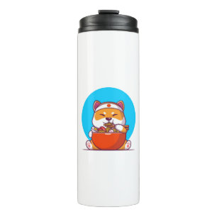 Schattigee Shiba Inu Eten Ramen Noodle Cartoon-230 Thermosbeker