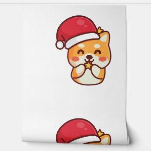 Schattigee Shiba Inu Glimlachend met Xmas Pet Behang