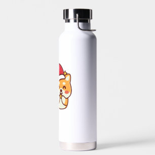 Schattigee Shiba Inu Glimlachend met Xmas Pet Waterfles