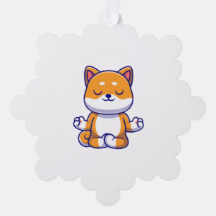 Schattigee shiba inu hond doen yoga meditatie cart ornament kaart