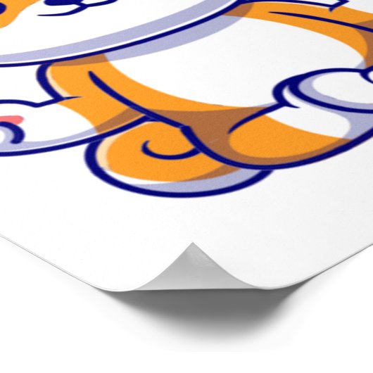 Schattigee shiba inu hond doen yoga meditatie cart poster (Hoek)