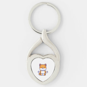 Schattigee shiba inu hond doen yoga meditatie cart sleutelhanger