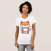 Schattigee shiba inu hond doen yoga meditatie cart t-shirt (Voorkant volledig)