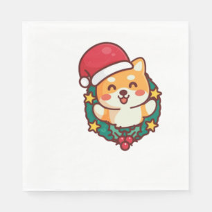 Schattigee Shiba Inu Lachend met Xmas Pet Actief Servet