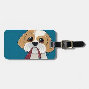 Schattigee Shih Tzu Puppy  Kunst Bagagelabel