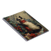 Schattigee Siamese kat kerst Vintage Notitieboek (Rechterzijde)