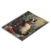 Schattigee Siamese kat kerst Vintage Notitieboek (Linkerzijde)