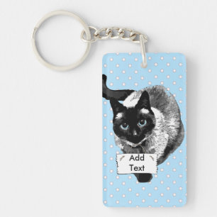 Schattigee Siamese kat met blanco bord Sleutelhanger