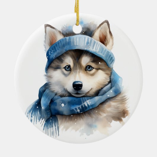 Schattigee Siberische Husky Dog Christmas Keramisch Ornament (Achterkant)